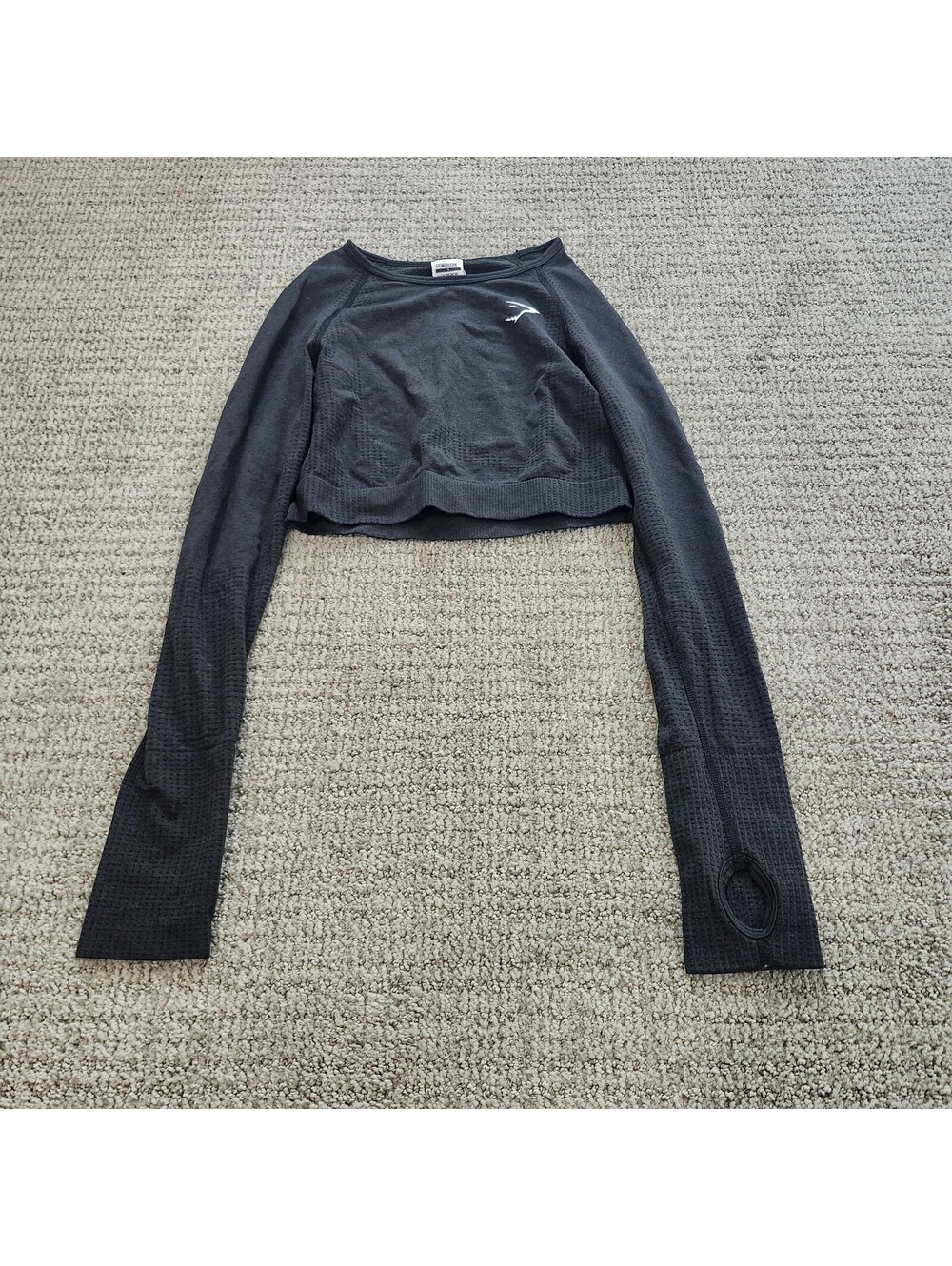 Gymshark Black Long Sleeve Crop Top Size Small
